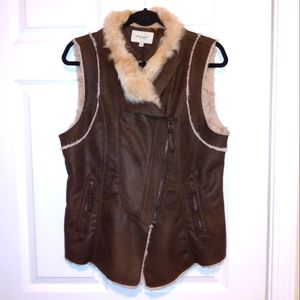 Crocodile Ladies Faux Fur and Vegan leather Vest Small
